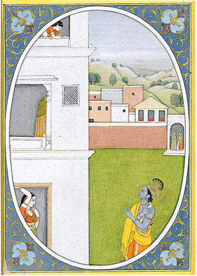 Krishna and Radha exchange glances